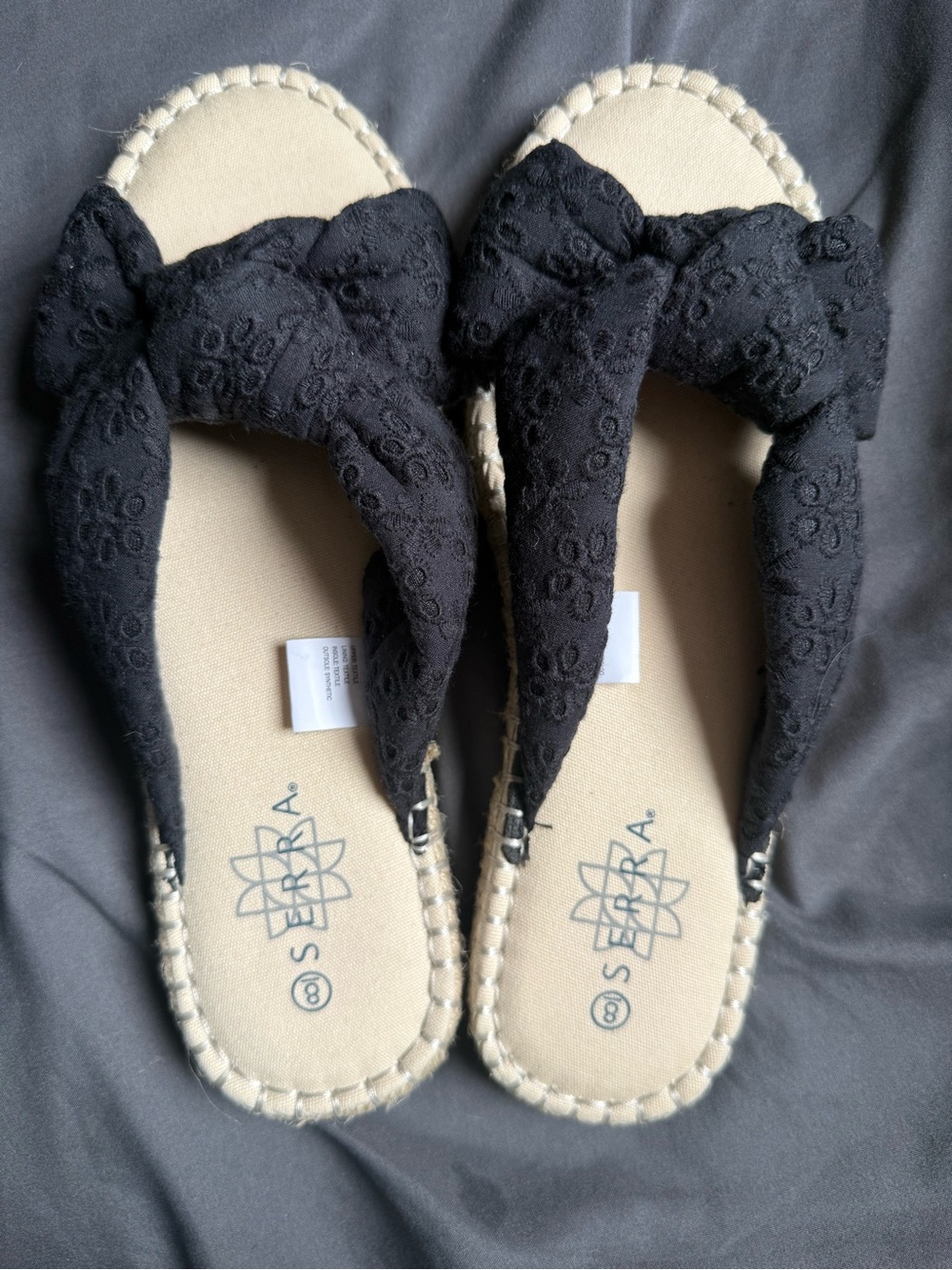 Serra Black Knotted Espadrille Flip Flop Slides 8